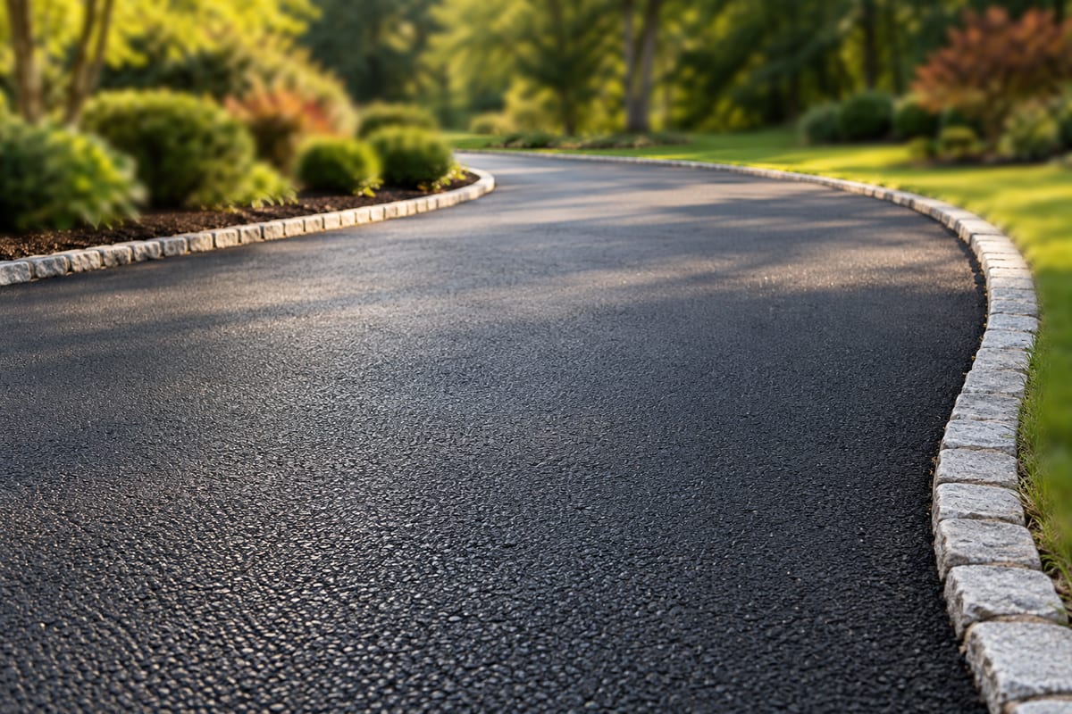 Illustration of an asphalt driveway with a defined edge